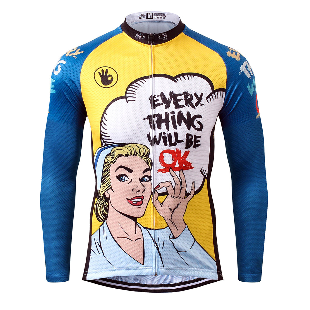 Thriller Rider Sports Bicycle Clothing Mens Cycling Jersey Long Sleeve(Everything Will Be OK)