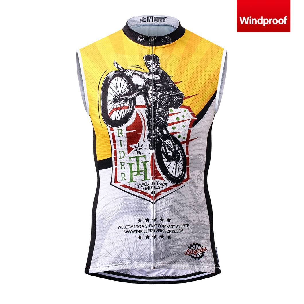 Thriller Rider Sports Vêtements de Vélo Homme Cyclisme Gilets Sans Manche Coupe-vent(Feel in Your Wheels)