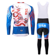 Load image into Gallery viewer, Thriller Rider Sports Bicycle Clothing Mens Cycling Jersey Long Sleeve and Bib Trousers Kit(United States of America)
