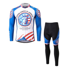 Load image into Gallery viewer, Thriller Rider Sports Bicycle Clothing Mens Cycling Jersey Long Sleeve and Trousers Kit(United States of America)
