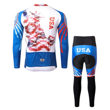 Load image into Gallery viewer, Thriller Rider Sports Bicycle Clothing Mens Cycling Jersey Long Sleeve and Trousers Kit(United States of America)
