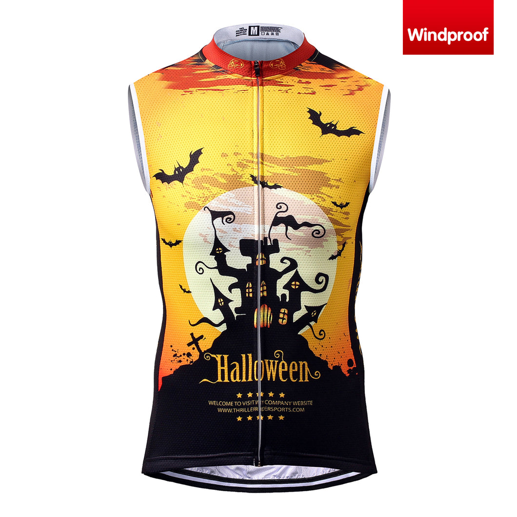 Thriller Rider Sports Vêtements de Vélo Homme Cyclisme Gilets Sans Manche Coupe-vent(Ghost Castle)