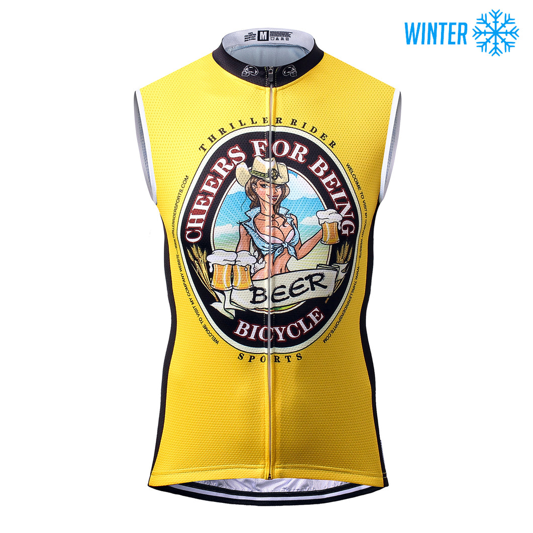 Thriller Rider Sports Bicycle Clothing Mens Cycling Vests Winter Sleeveless(Cheer for Being)