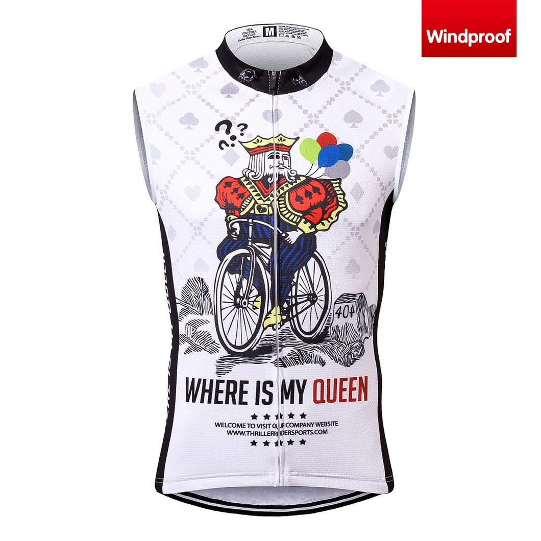 Thriller Rider Sports Bicycle Clothing Mens Cycling Vests Windproof Sleeveless(Where is My Queen)