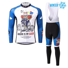 Load image into Gallery viewer, Thriller Rider Sports Bicycle Clothing Mens Cycling Jackets and Bib Tights Winter Kit(Where is My Queen)
