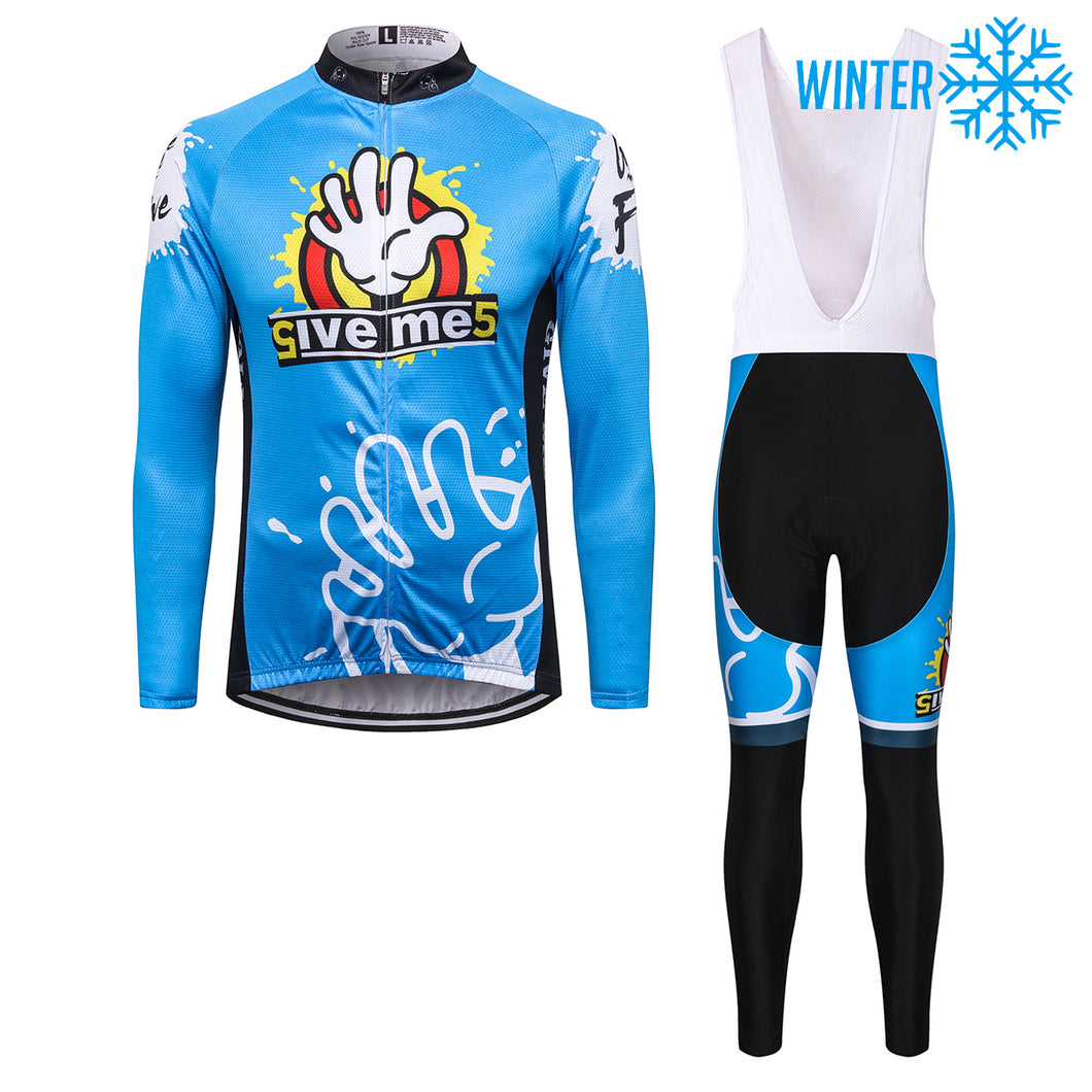 Thriller Rider Sports Bicycle Clothing Mens Cycling Jackets and Bib Tights Winter Kit(Give Me Five)