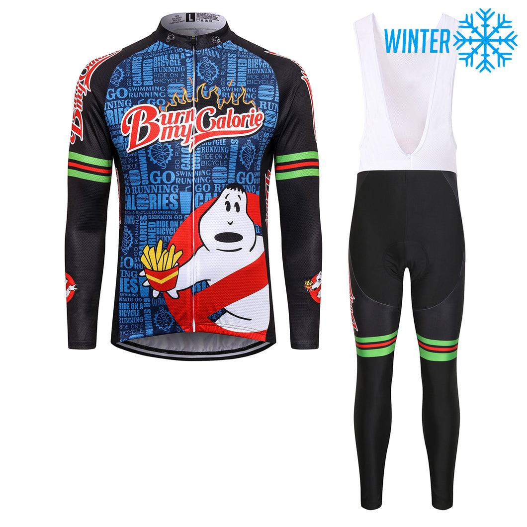 Thriller Rider Sports Bicycle Clothing Mens Cycling Jackets and Bib Tights Winter Kit(Burn My Calorie)