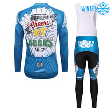 Load image into Gallery viewer, Thriller Rider Sports Bicycle Clothing Mens Cycling Jackets and Bib Tights Winter Kit(Cheers &amp; Beers)
