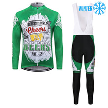 Load image into Gallery viewer, Thriller Rider Sports Bicycle Clothing Mens Cycling Jackets and Bib Tights Winter Kit(Cheers &amp; Beers)
