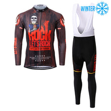 Lade das Bild in den Galerie-Viewer, Thriller Rider Sports Fahrradbekleidung Herren Fahrradtrikots Radtrikots und Lange Trägerhose Anzug Winter/Thermo(Let&#39;s Rock)
