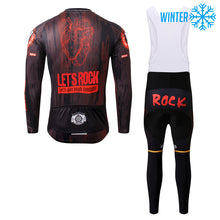 Lade das Bild in den Galerie-Viewer, Thriller Rider Sports Fahrradbekleidung Herren Fahrradtrikots Radtrikots und Lange Trägerhose Anzug Winter/Thermo(Let&#39;s Rock)
