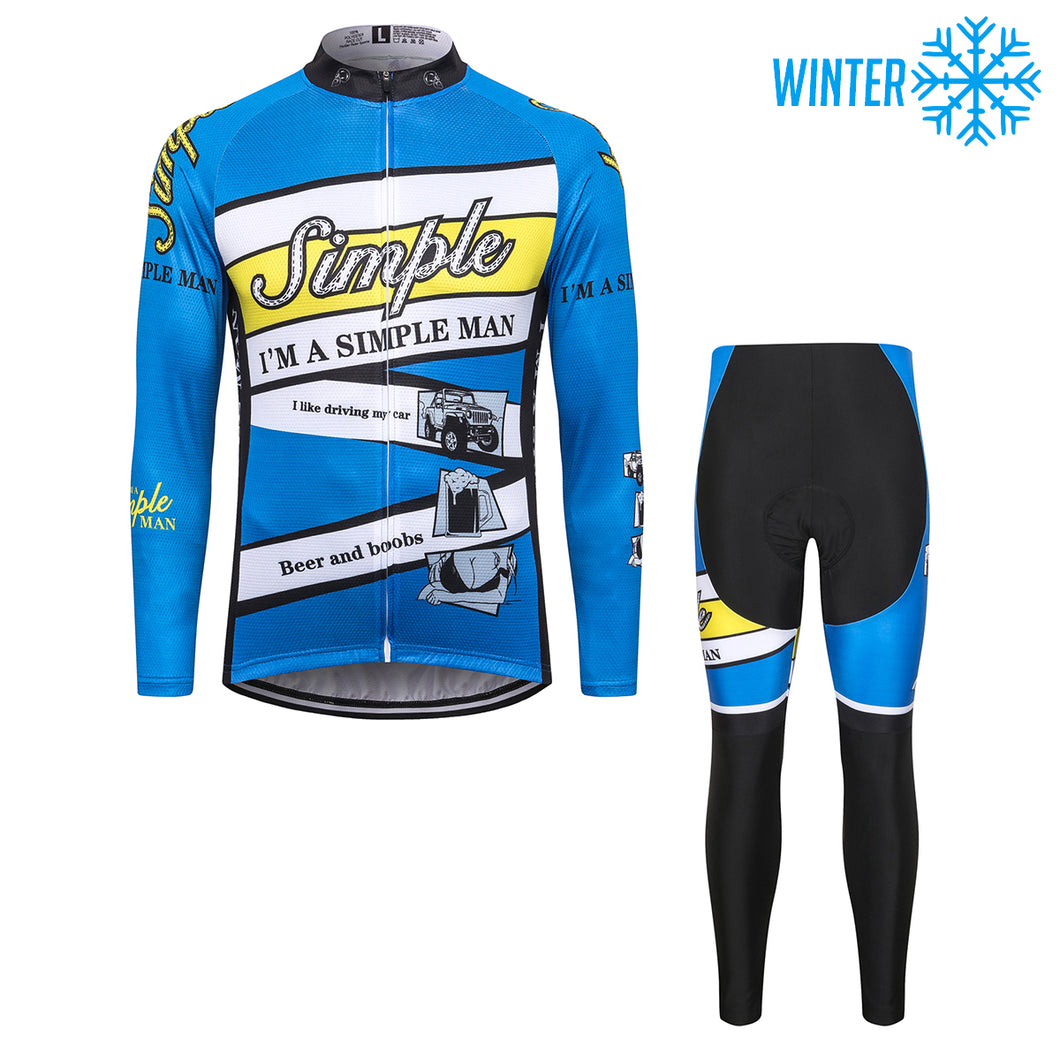 Thriller Rider Sports Bicycle Clothing Mens Cycling Jackets and Tights Winter Kit(I'm Simple Man)