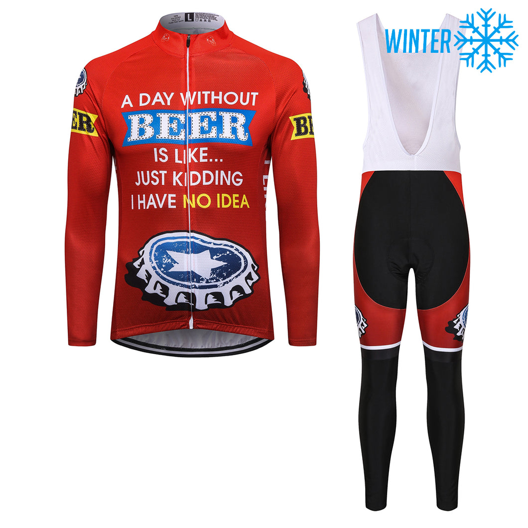 Thriller Rider Sports Bicycle Clothing Mens Cycling Jackets and Bib Tights Winter Kit(Beer Cap)