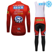 Load image into Gallery viewer, Thriller Rider Sports Bicycle Clothing Mens Cycling Jackets and Bib Tights Winter Kit(Beer Cap)
