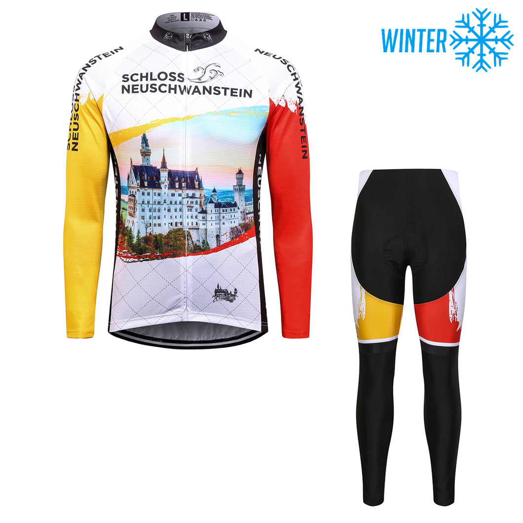 Thriller Rider Sports Bicycle Clothing Mens Cycling Jackets and Tights Winter Kit(Schoss Neuschwanstein)