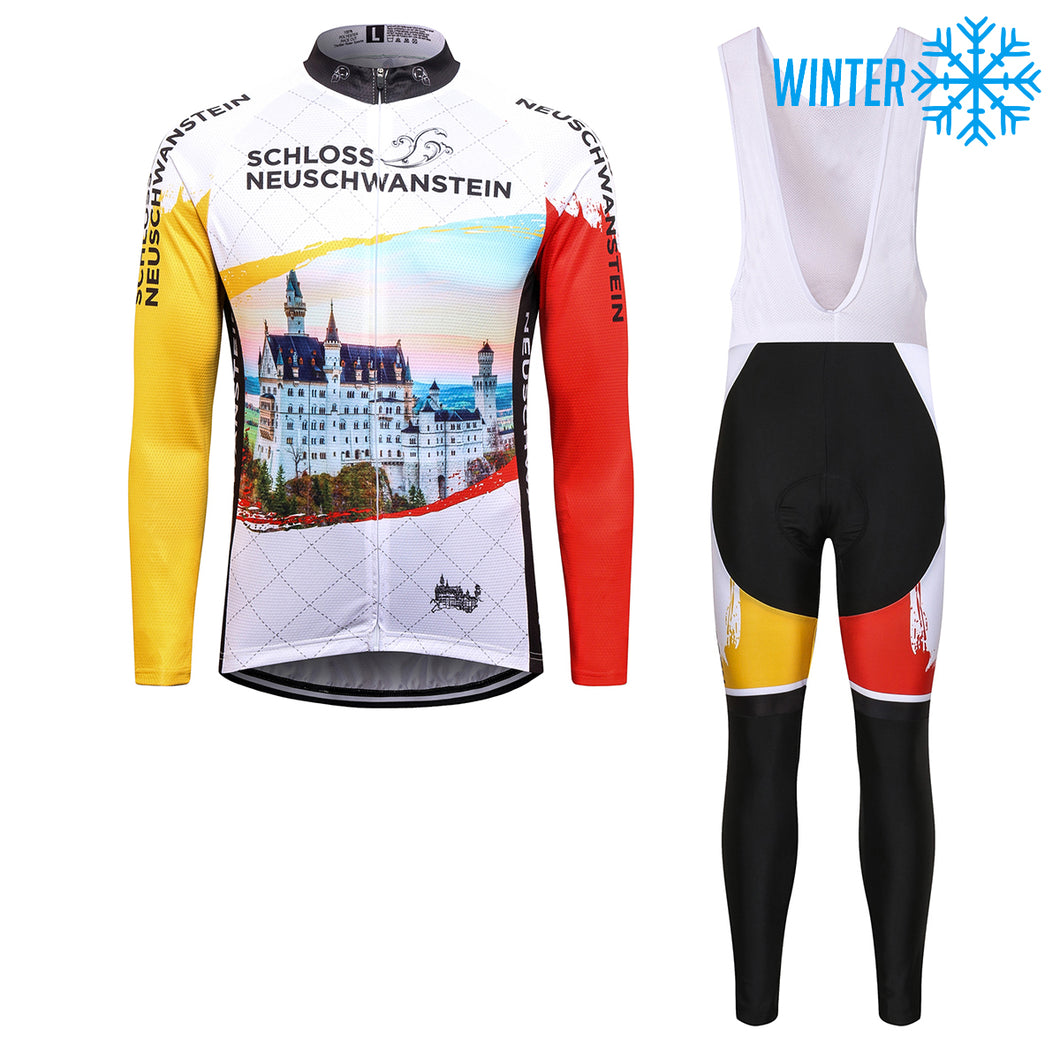 Thriller Rider Sports Bicycle Clothing Mens Cycling Jackets and Bib Tights Winter Kit(Schoss Neuschwanstein)