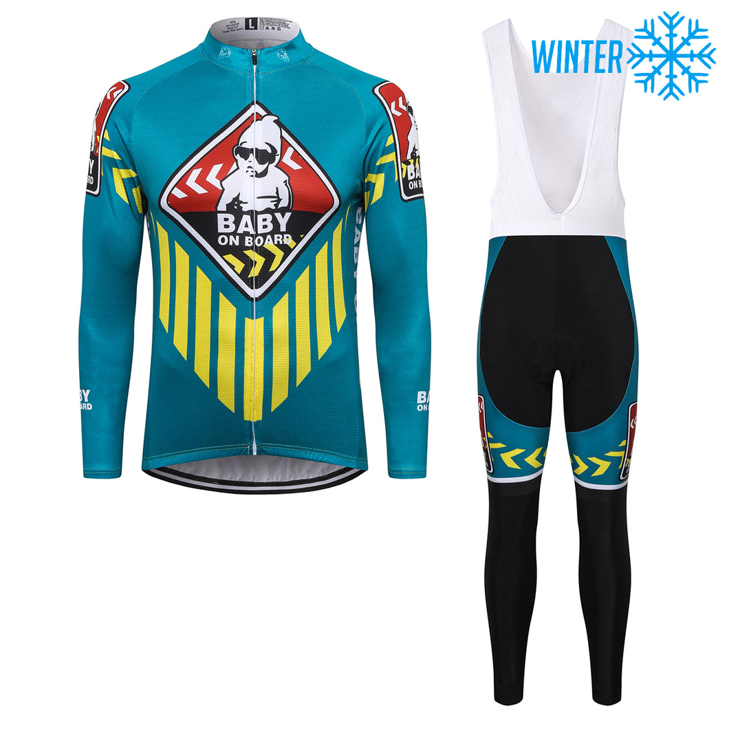 Thriller Rider Sports Bicycle Clothing Mens Cycling Jackets and Bib Tights Winter Kit(Baby on Board)