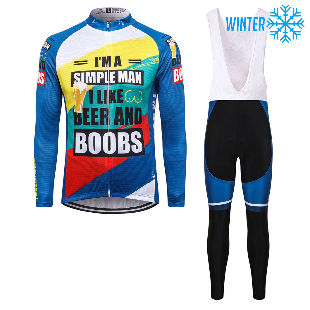 Thriller Rider Sports Bicycle Clothing Mens Cycling Jackets and Bib Tights Winter Kit(I'm a Simple Man)