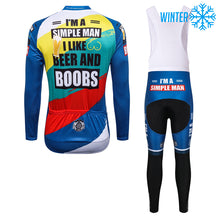 Load image into Gallery viewer, Thriller Rider Sports Bicycle Clothing Mens Cycling Jackets and Bib Tights Winter Kit(I&#39;m a Simple Man)
