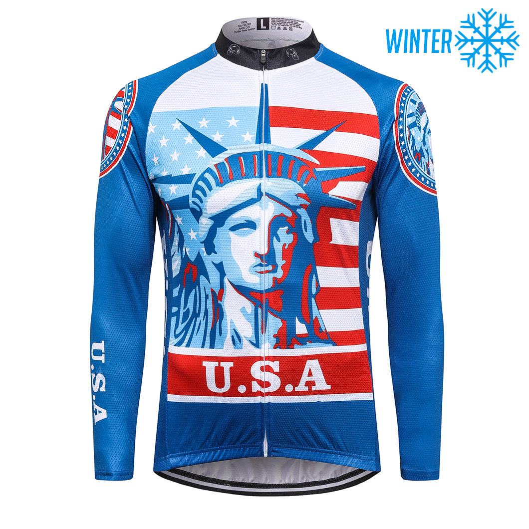 Thriller Rider Sports Bicycle Clothing Mens Cycling Jackets Winter(USA Flag)