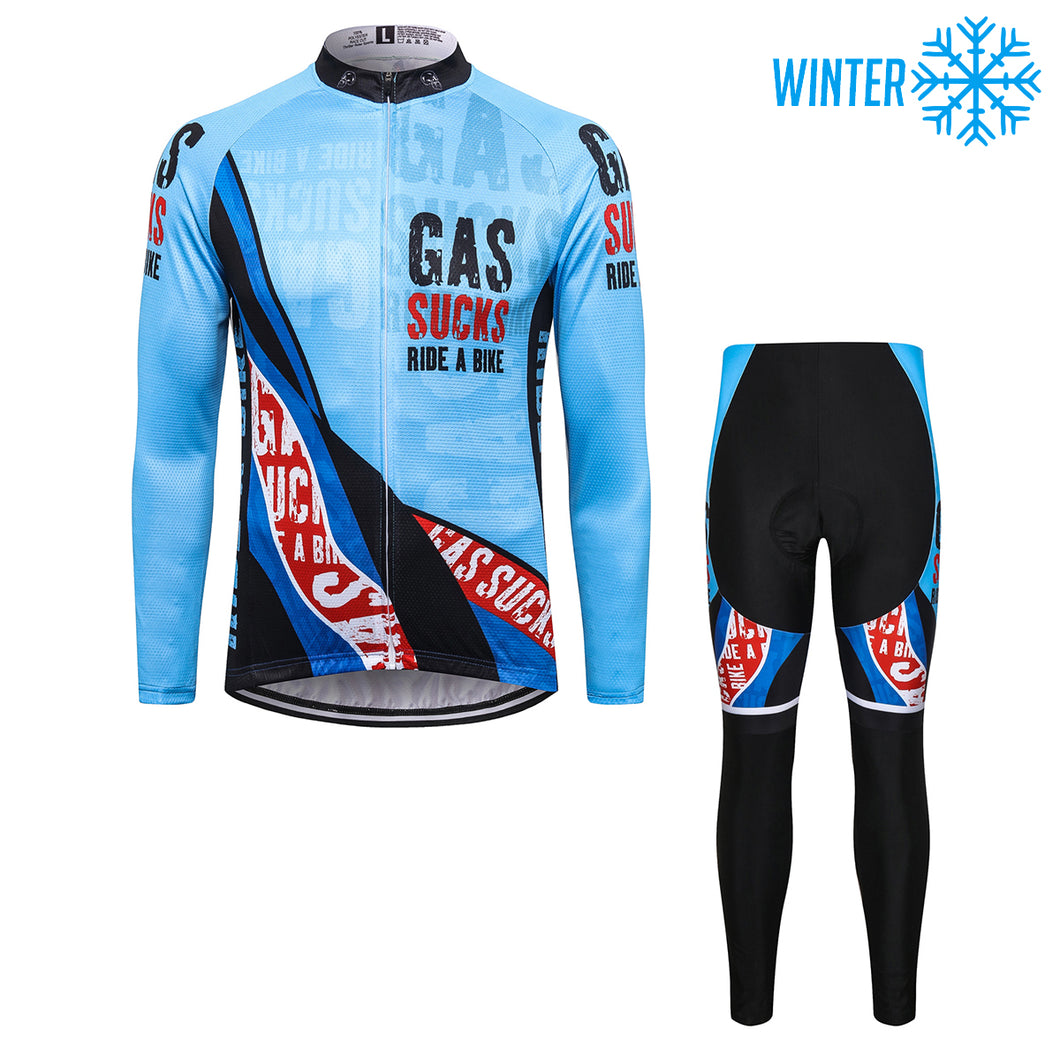 Thriller Rider Sports Bicycle Clothing Mens Cycling Jackets and Tights Winter Kit(Gas Sucks Ride a Bike)