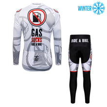 Load image into Gallery viewer, Thriller Rider Sports Bicycle Clothing Mens Cycling Jackets and Tights Winter Kit(Gas Sucks Ride a Bike)
