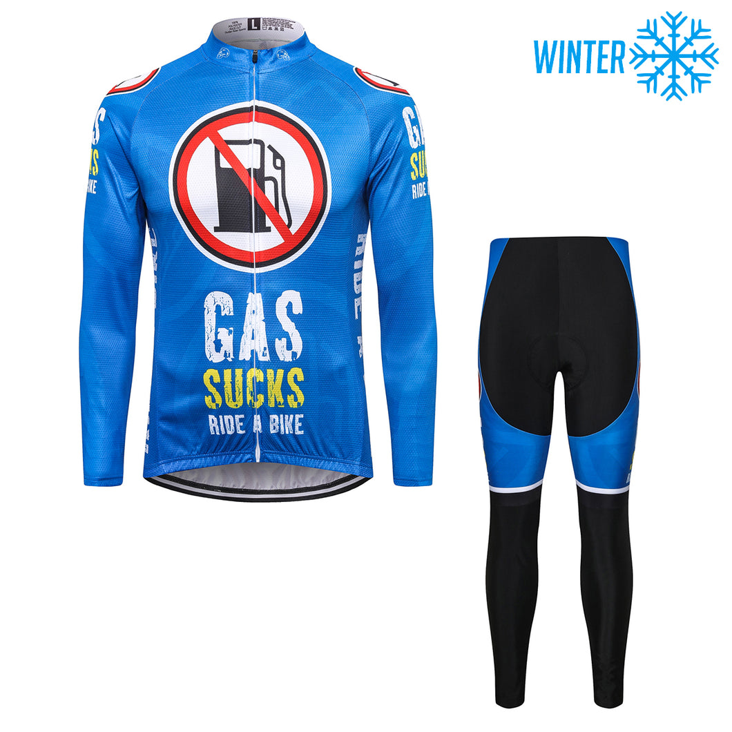 Thriller Rider Sports Bicycle Clothing Mens Cycling Jackets and Tights Winter Kit(Gas Sucks Ride a Bike)