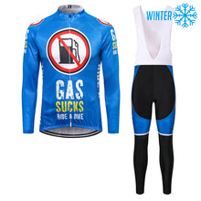 Load image into Gallery viewer, Thriller Rider Sports Bicycle Clothing Mens Cycling Jackets and Bib Tights Winter Kit(Gas Sucks Ride a Bike)
