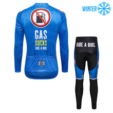 Load image into Gallery viewer, Thriller Rider Sports Bicycle Clothing Mens Cycling Jackets and Tights Winter Kit(Gas Sucks Ride a Bike)
