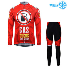 Load image into Gallery viewer, Thriller Rider Sports Bicycle Clothing Mens Cycling Jackets and Tights Winter Kit(Gas Sucks Ride a Bike)
