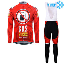 Load image into Gallery viewer, Thriller Rider Sports Bicycle Clothing Mens Cycling Jackets and Bib Tights Winter Kit(Gas Sucks Ride a Bike)
