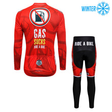 Load image into Gallery viewer, Thriller Rider Sports Bicycle Clothing Mens Cycling Jackets and Tights Winter Kit(Gas Sucks Ride a Bike)
