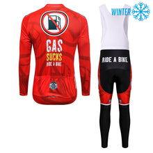 Load image into Gallery viewer, Thriller Rider Sports Bicycle Clothing Mens Cycling Jackets and Bib Tights Winter Kit(Gas Sucks Ride a Bike)
