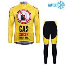 Load image into Gallery viewer, Thriller Rider Sports Bicycle Clothing Mens Cycling Jackets and Tights Winter Kit(Gas Sucks Ride a Bike)
