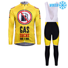 Load image into Gallery viewer, Thriller Rider Sports Bicycle Clothing Mens Cycling Jackets and Bib Tights Winter Kit(Gas Sucks Ride a Bike)
