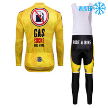 Load image into Gallery viewer, Thriller Rider Sports Bicycle Clothing Mens Cycling Jackets and Bib Tights Winter Kit(Gas Sucks Ride a Bike)
