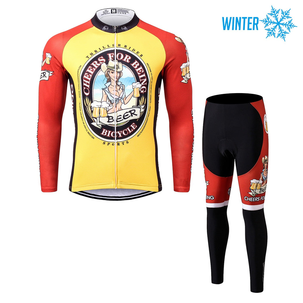 Thriller Rider Sports Bicycle Clothing Mens Cycling Jackets and Tights Winter Kit(Cheer for Being)