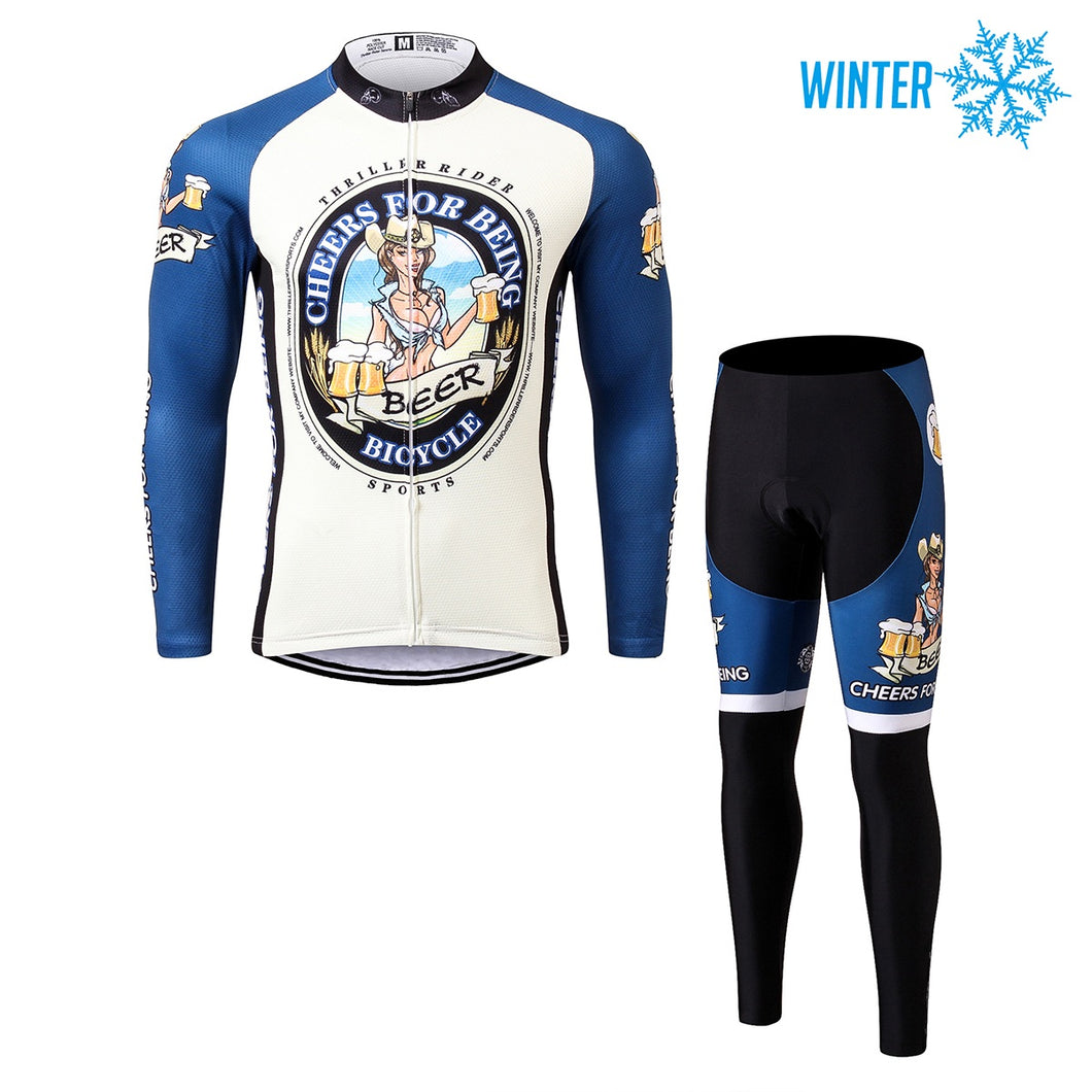 Thriller Rider Sports Bicycle Clothing Mens Cycling Jackets and Tights Winter Kit(Cheer for Being)