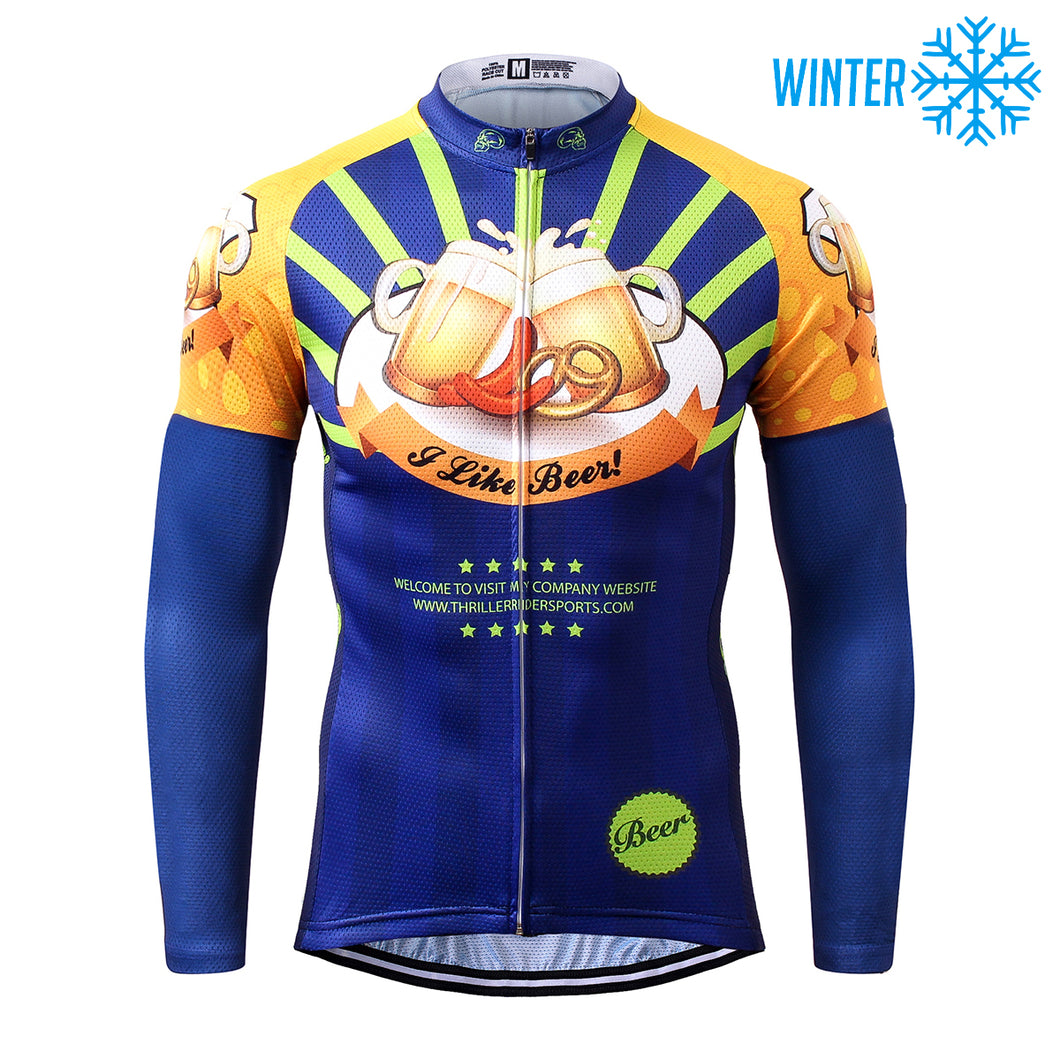 Thriller Rider Sports Bicycle Clothing Mens Cycling Jackets Winter(I Like Beer)