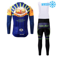 Charger l&#39;image dans la galerie, Thriller Rider Sports Vêtements de Vélo Homme Cyclisme Vestes + Collant à Bretelles Thermique/Hiver Combinaison(I Like Beer)
