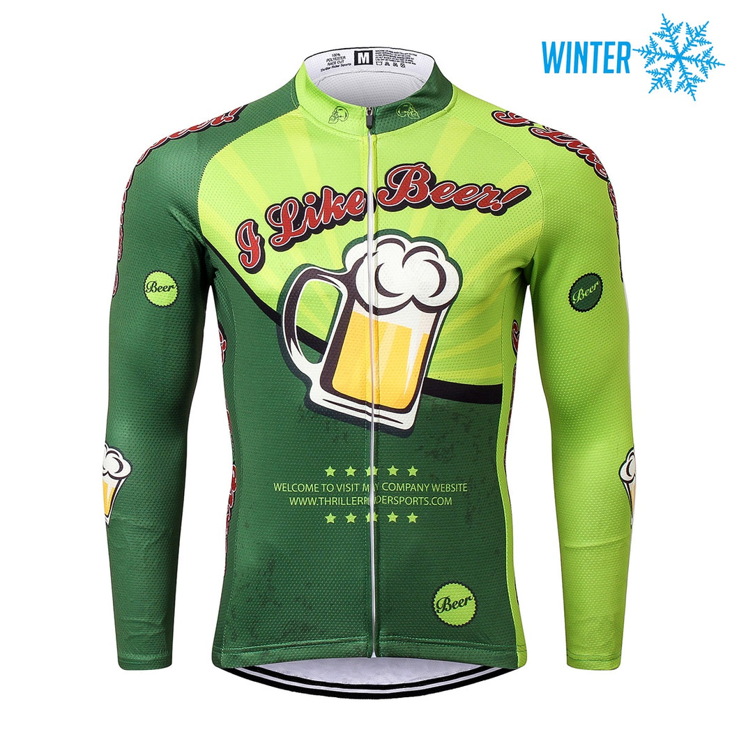 Thriller Rider Sports Bicycle Clothing Mens Cycling Jackets Winter(I Like Beer)