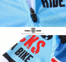 Load image into Gallery viewer, Thriller Rider Sports Bicycle Clothing Mens Cycling Jersey Short Sleeve and Bib Shorts Kit(Gas Sucks Ride a Bike)
