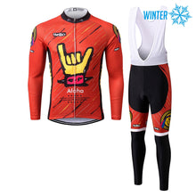 Cargar imagen en el visor de la galería, Thriller Rider Sports Ropa de Bicicleta Hombre Ciclismo Chaquetas y Culotte Largo con Tirantes Invierno/Térmico Traje(Aloha)
