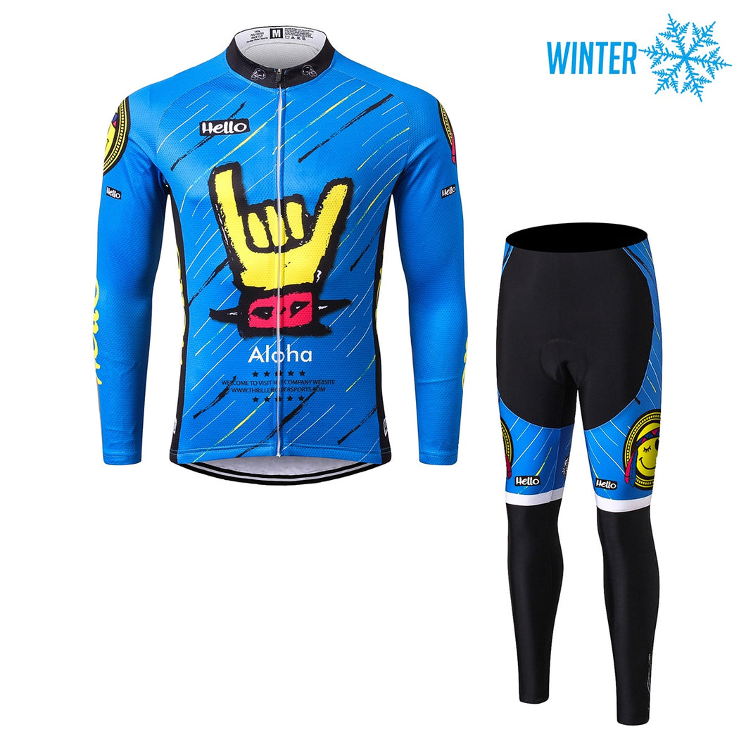 Thriller Rider Sports Bicycle Clothing Mens Cycling Jackets and Tights Winter Kit(Aloha)