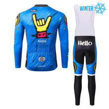 Carica l&#39;immagine nel visualizzatore di Gallery, Thriller Rider Sports Abbigliamento per Biciclette Uomo Ciclismo Giacche e Calzamaglia con Bretelle Termico/Inverno Combinazione(Aloha)
