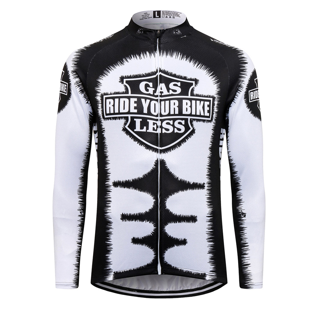 Thriller Rider Sports Bicycle Clothing Mens Cycling Jersey Long Sleeve(Gas Sucks Ride a Bike)