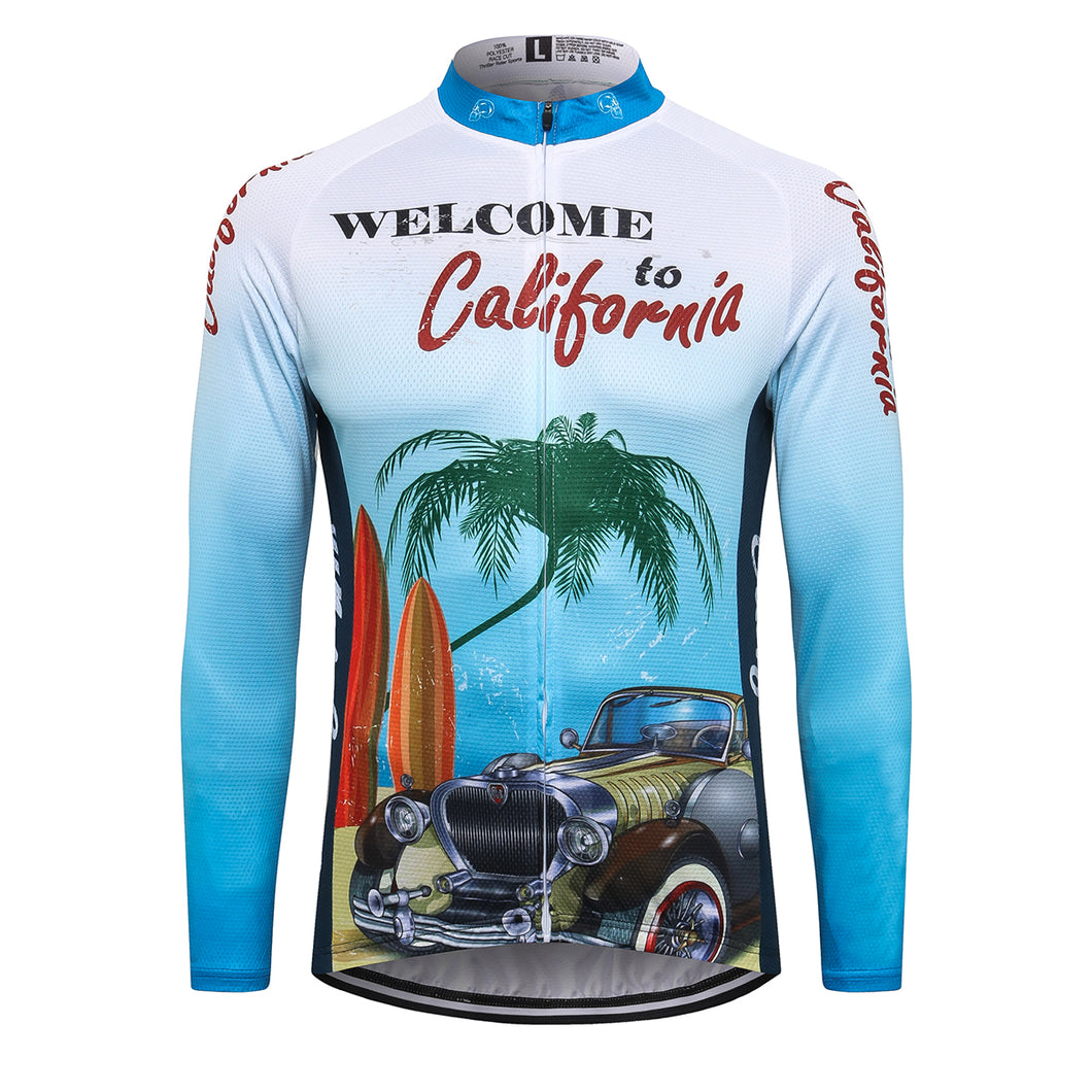 Thriller Rider Sports Bicycle Clothing Mens Cycling Jersey Long Sleeve(Welcome to California)