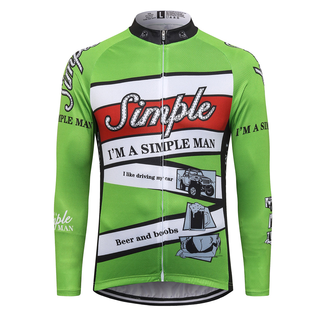 Thriller Rider Sports Bicycle Clothing Mens Cycling Jersey Long Sleeve(I'm Simple Man)