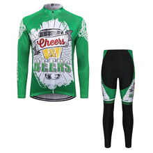 Load image into Gallery viewer, Thriller Rider Sports Bicycle Clothing Mens Cycling Jersey Long Sleeve and Trousers Kit(Cheers &amp; Beers)
