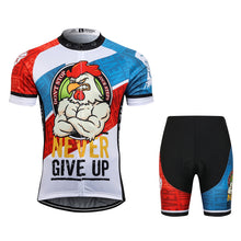 Load image into Gallery viewer, Thriller Rider Sports Bicycle Clothing Mens Cycling Jersey Short Sleeve and Shorts Kit(Never Give Up)
